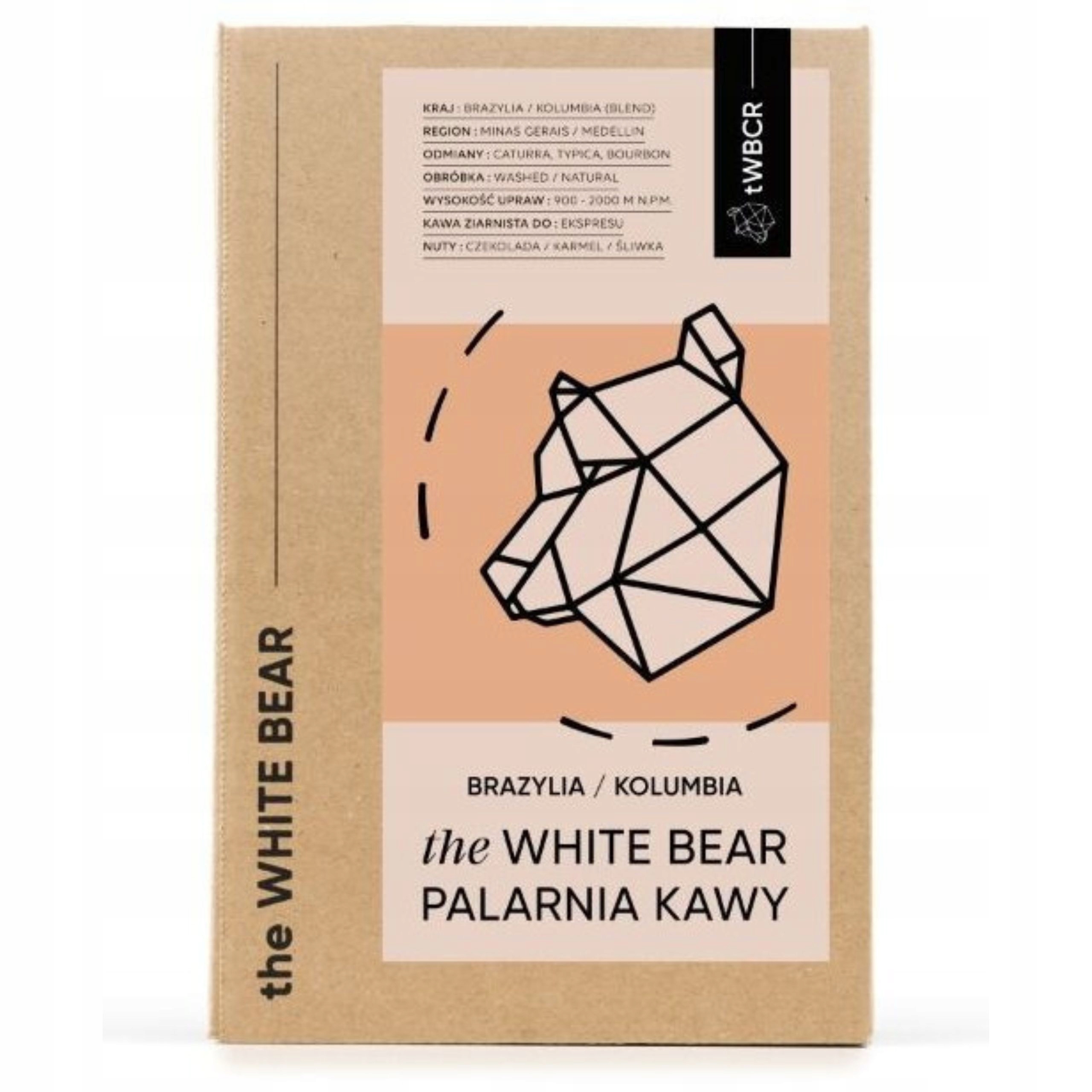 Káva zrnková The White Bear Brazílie/Kolumbie 1 kg 100% Arabika