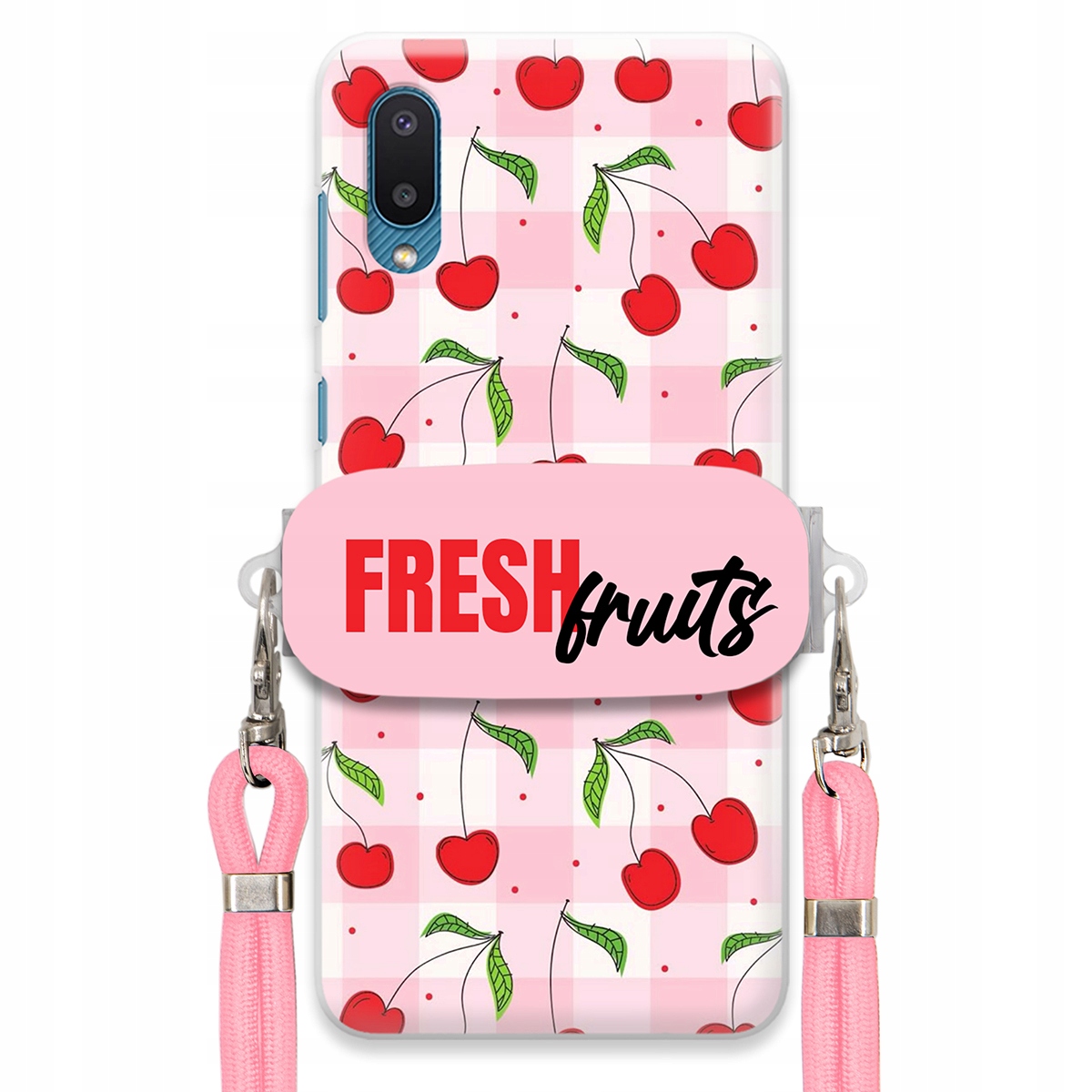 Puzdro pre Samsung M02 Case držiak šnúrok ruží Fresh Fruits Mriežka Ovocie