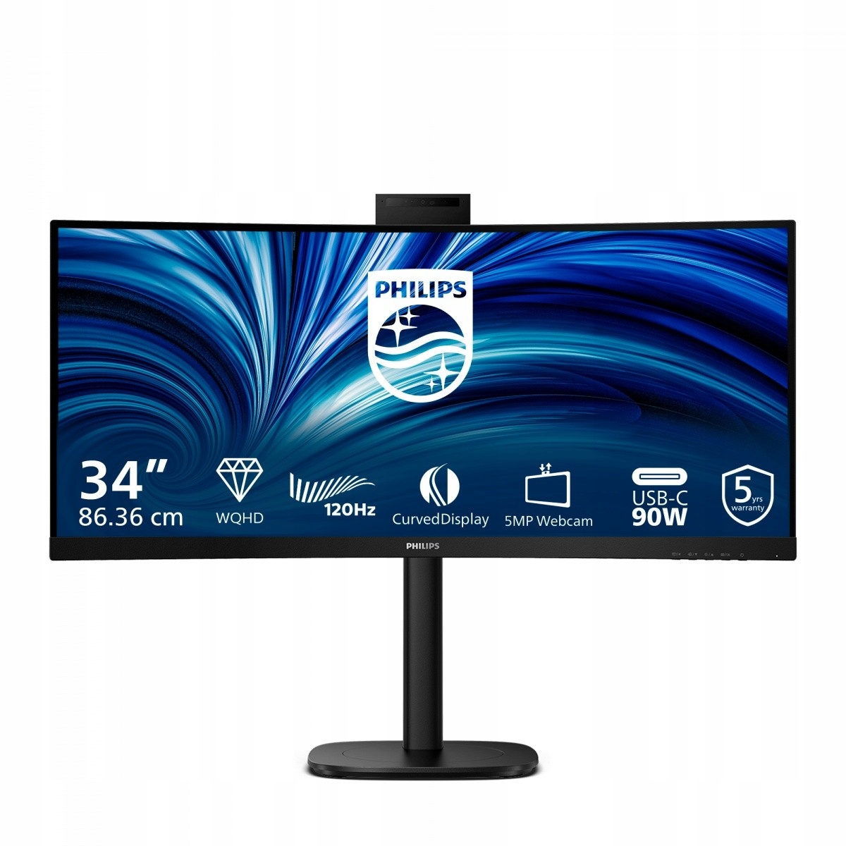 Philips Monitor 34 palců 34B2U3600CH Curved Va HDMIx2 Dp Has Usb-c RJ45 Kvm