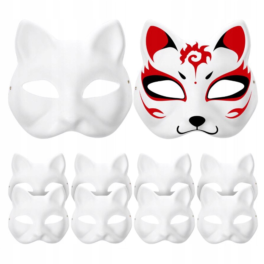 MASKA NA TWARZ DLA KOTA THERIAN COSPLAY DO MALOWANIA DIY BIAŁY PAPIER 10SZT