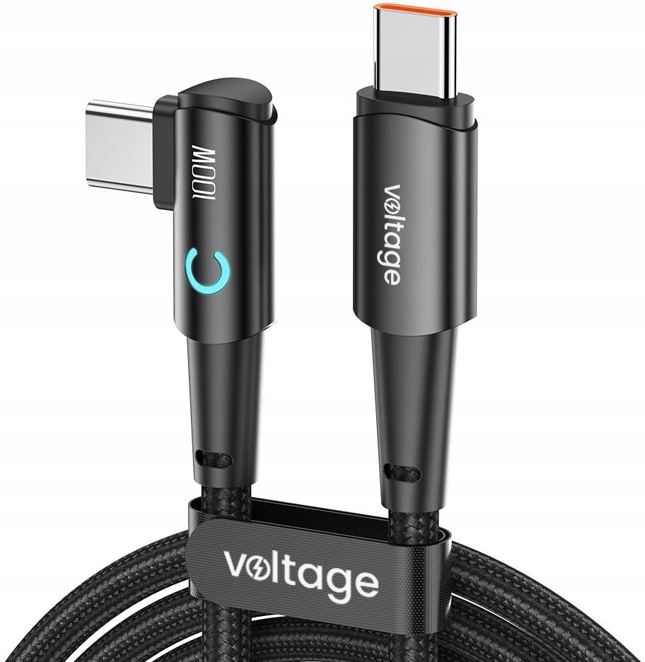 Kabel Usb-c Usb-c kątowy Voltage PowerAngle 100W Pd 200cm czarny