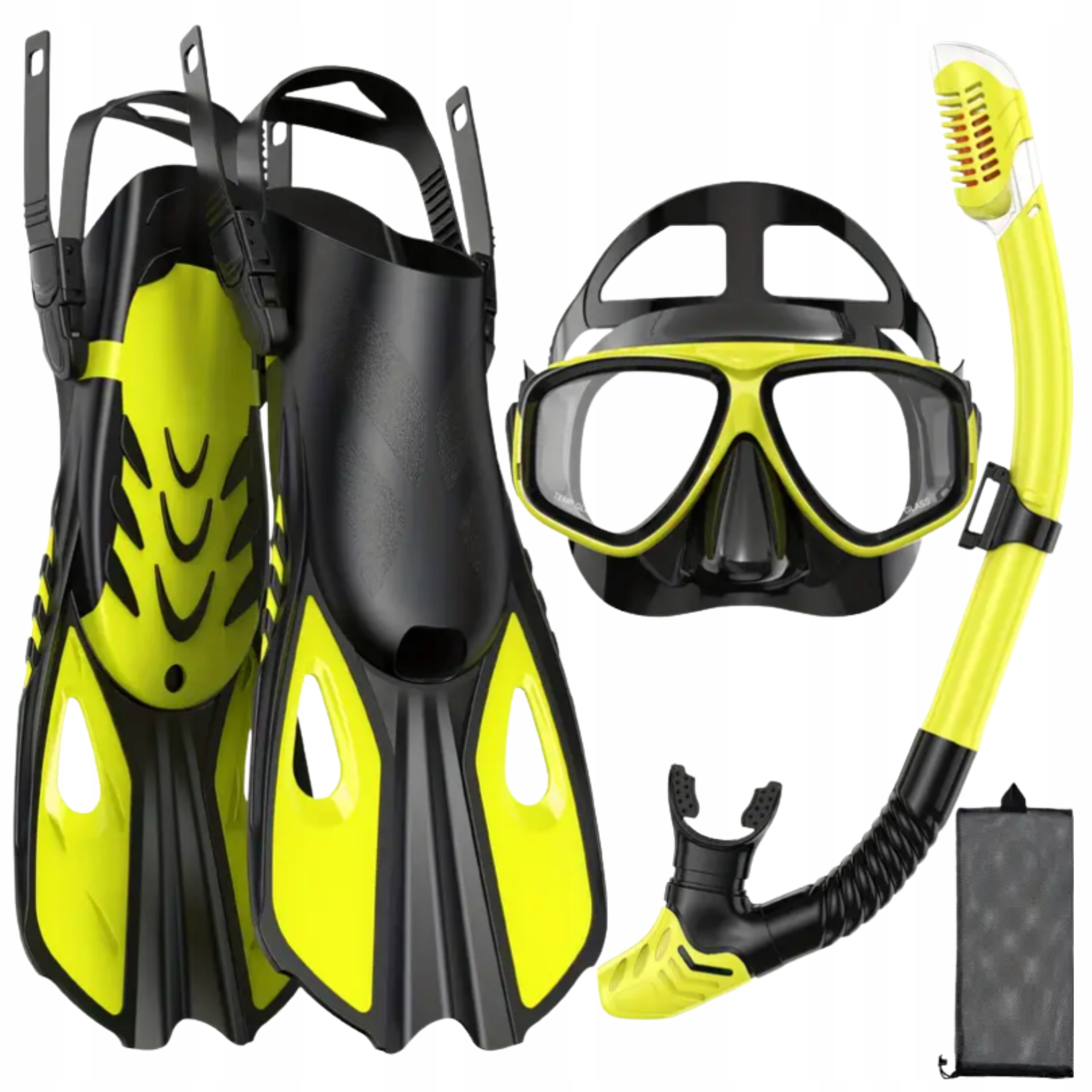 Zestaw Do Nurkowania Maska Z Rurką Płetwy Snorkeling Do Pływania r. 38-42
