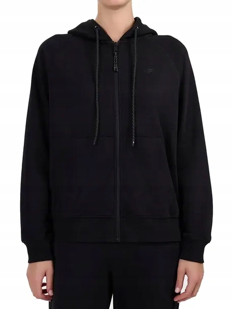 Bluza Damska Rozpinana Z Kapturem 4FWMM00TSWSF2535 Czarna