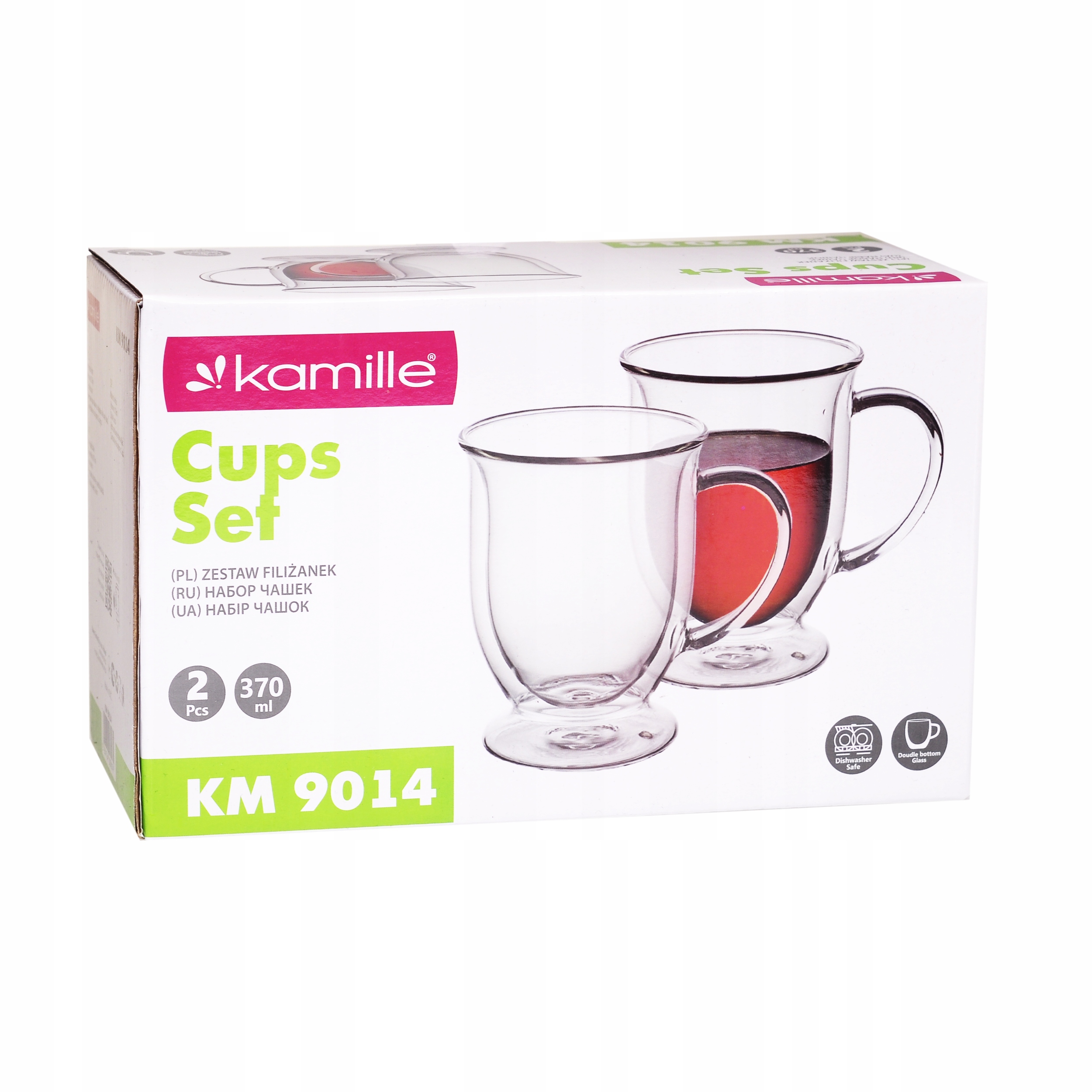 SZKLANKI TERMICZNE KUBKI DO KAWY LATTE HERBATY ZESTAW 2 szt. KAMILLE Kolor przezroczysty