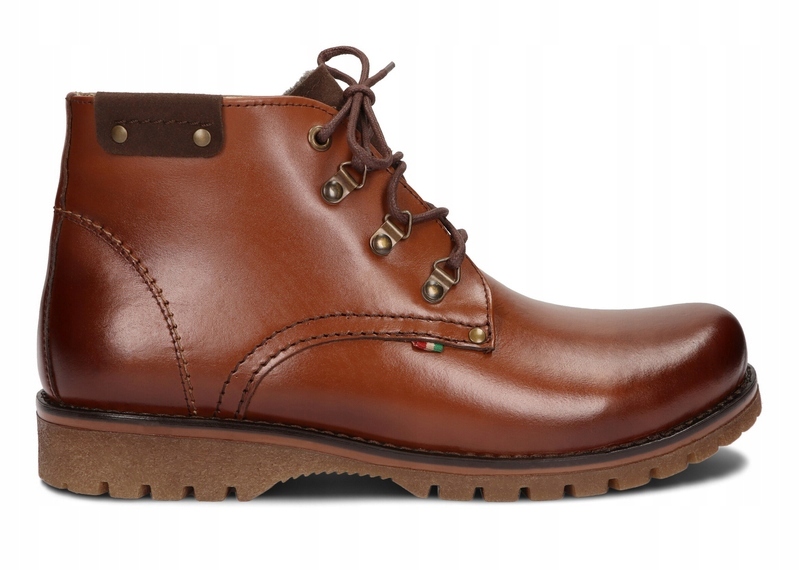 TRZEWIKI ZIMOWE KOZAKI MĘSKIE SKÓRA 359 BRĄZOWY 42