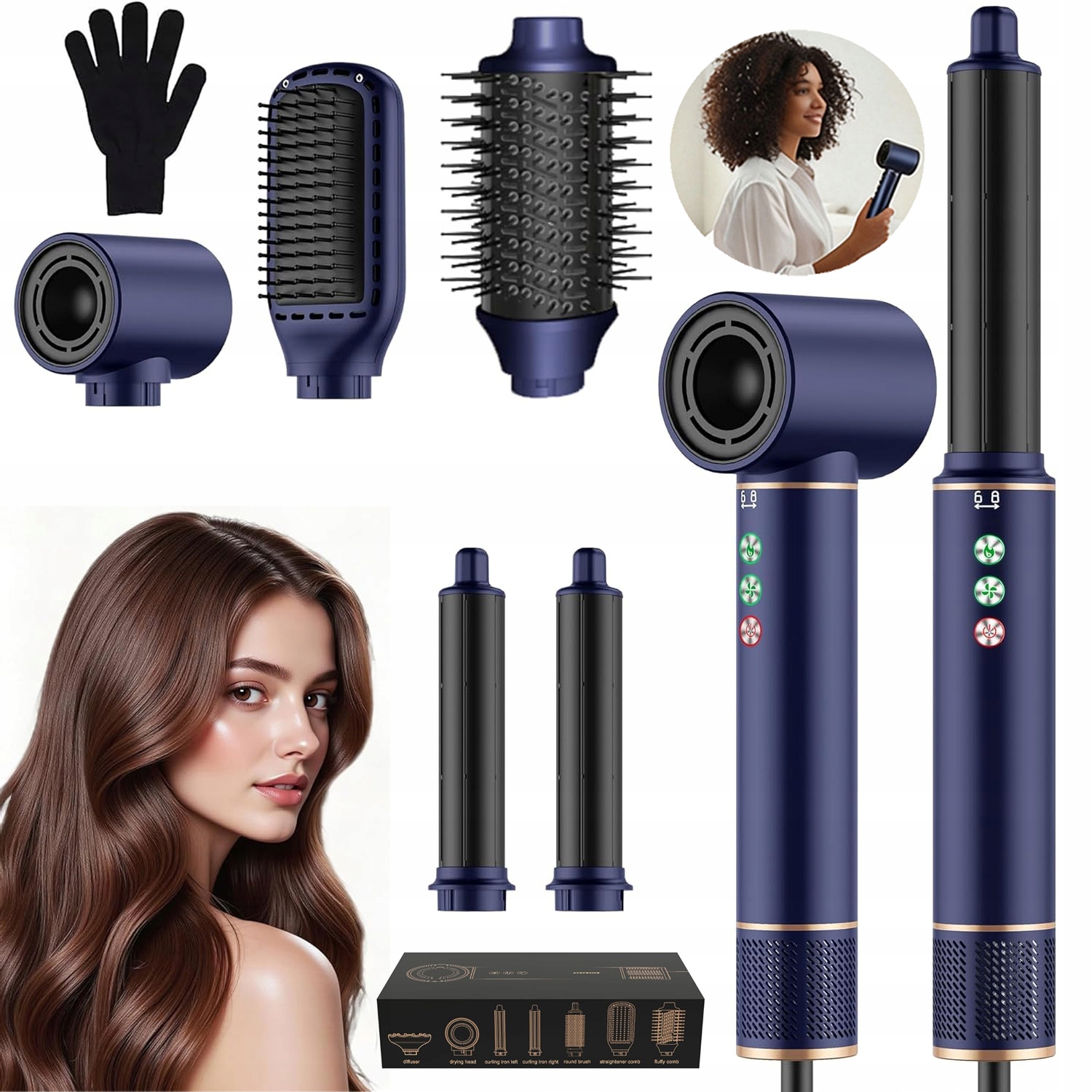 Fén Na Vlasy, Multifunkční Vysoušeč Vlasů Pro Styling 5V1 1300W