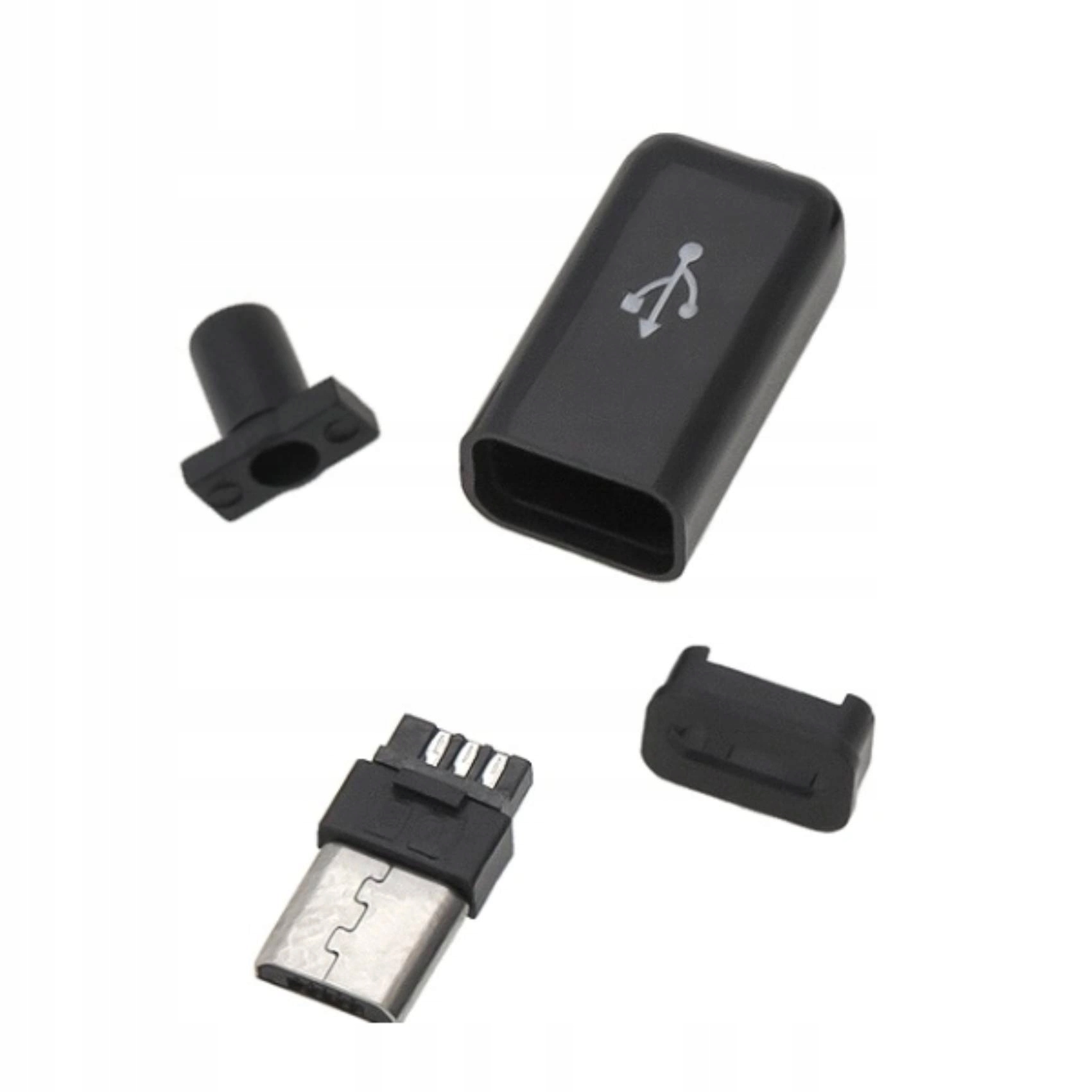 Wtyk Micro Usb Typu B z Osłoną Montowany na Kabel do Zasilania i Transmisji