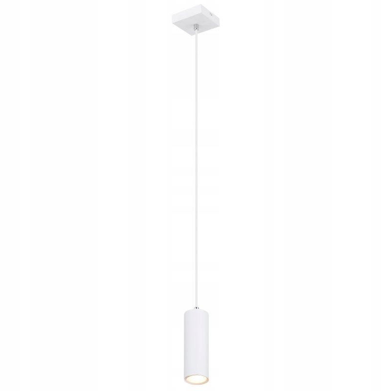 Bílá tuba závěsná lampa Robby nad kuchyňským ostrovem