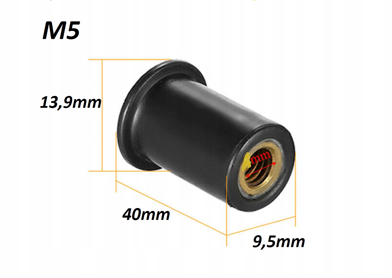 KOŁEK TULEJA GUMOWA ROZPOROWA Z GWINTEM M5