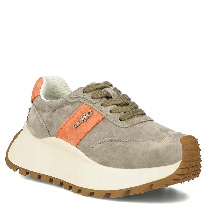 Filippo DP6785 Šedooranžové Kožené Tenisky 39