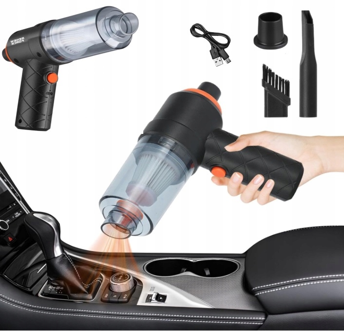 MOCNY ODKURZACZ SAMOCHODOWY RĘCZNY BEZPRZEWODOWY DO DOMU DMUCHAWA 2W1