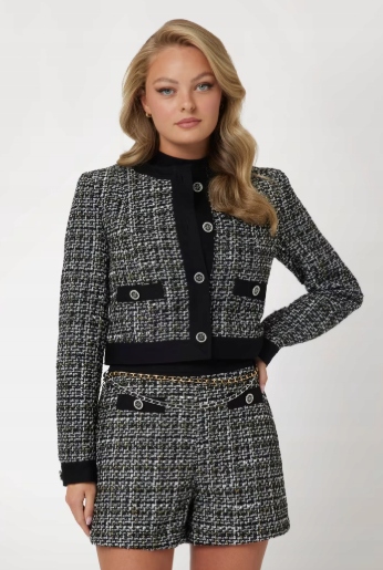 Guess Dámské Krátké Sako S Knoflíky, Dlouhý Rukáv, Elegantní, Xs 2CA