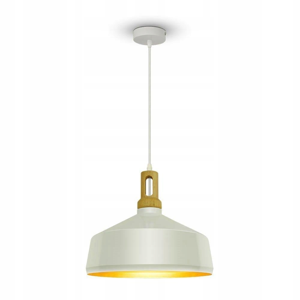 Závěsná lampa bílá hnědá dřevěná nad jídelní stůl 35 cm V-tac
