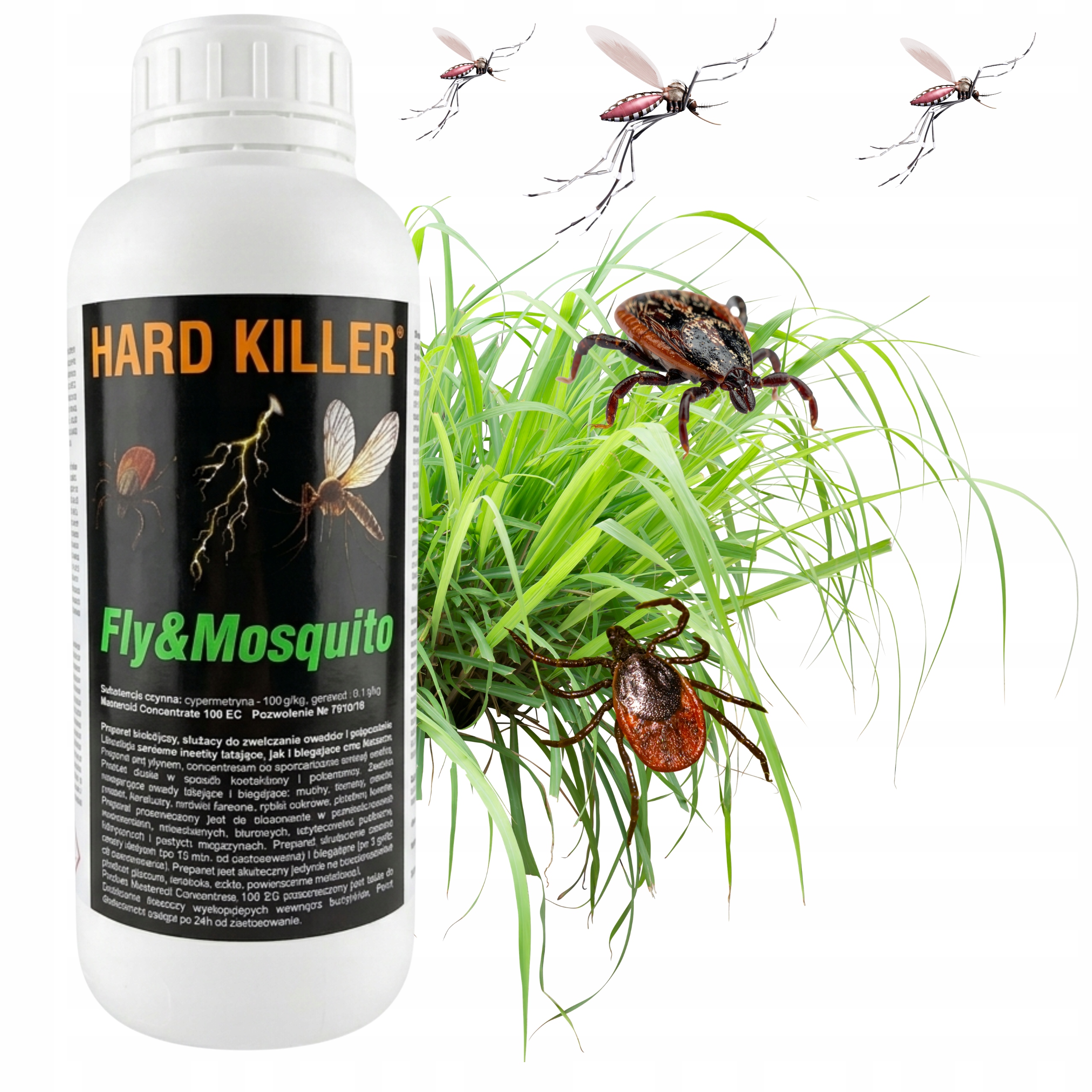 Na komáří klíšťata Účinný sprej Přípravek Hard Killer 1L Koncentrát