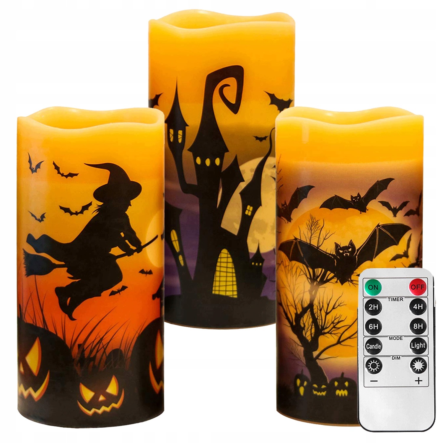 Halloweenské Led Svíčky 3KS Blikající Plamen Ovládání Dálkovým Ovladačem Napájení