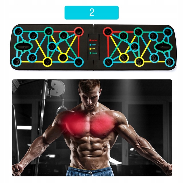 DESKA DO ĆWICZENIA POMPEK PUSH UP 16w1 + UCHWYT DO ROBIENIA BRZUSZKÓW FIT Średnica ramy 5 cm