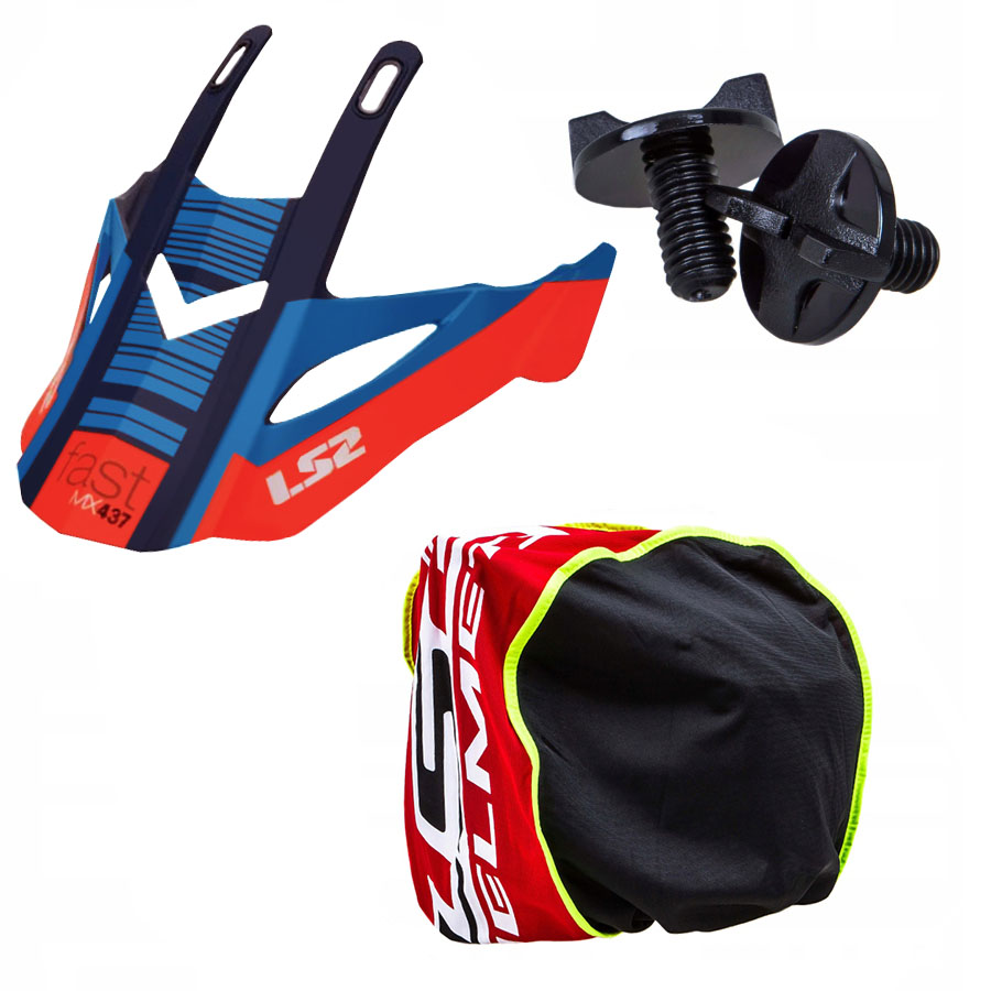 KASK CROSS ATV LS2 MX437 FAST EVO XCODE POŁYSK 2XL Kolor czerwony niebieski