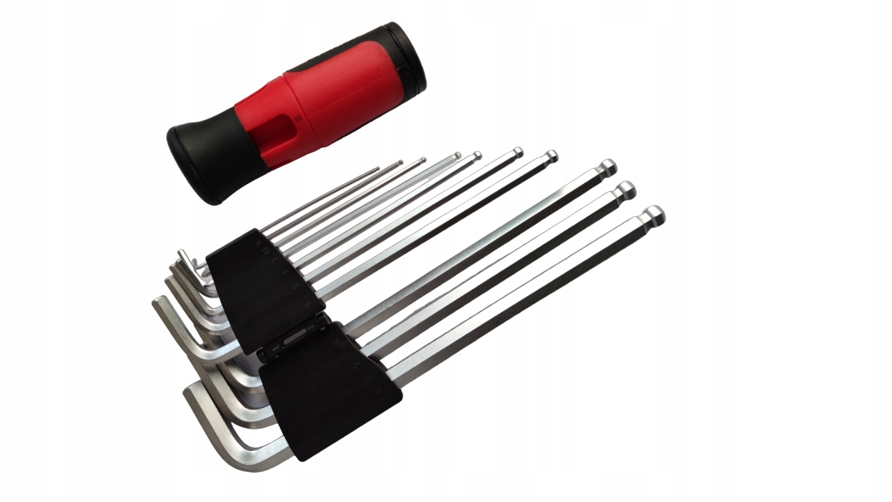 Klucze imbusowe z kulką z rączką T komplet 11 elementów od 1.5 do 10 mm