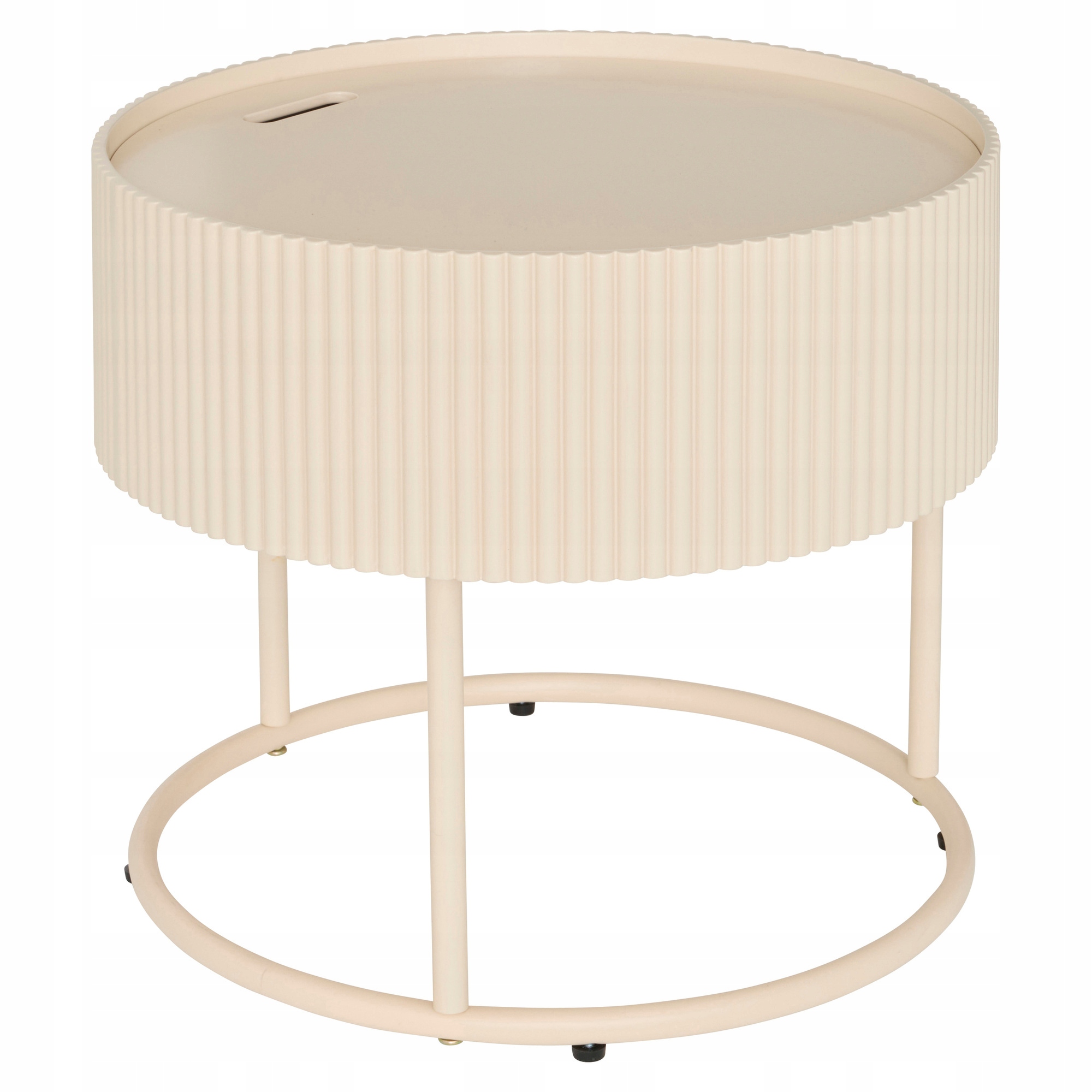 Konferenčný Stolík Mdf Ø 45 CM, Výška 40,5 CM, Béžový, S Otvárateľným Vrchom