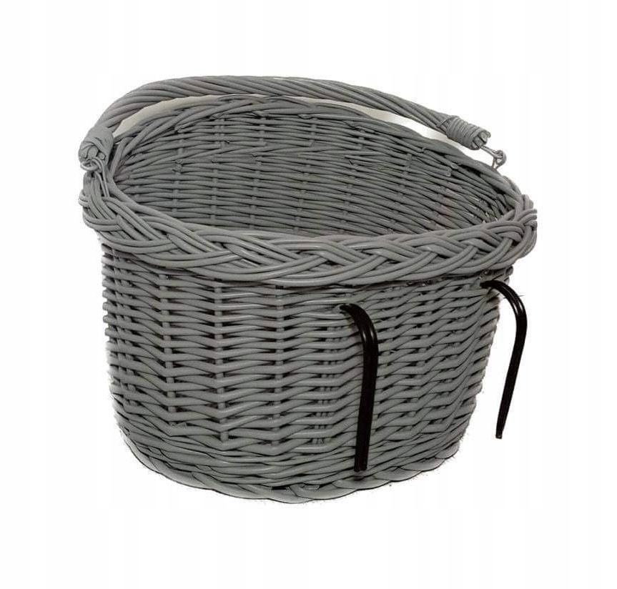 Kosz wiklinowy na rower Koszyk rowerowy z wikliny Szary