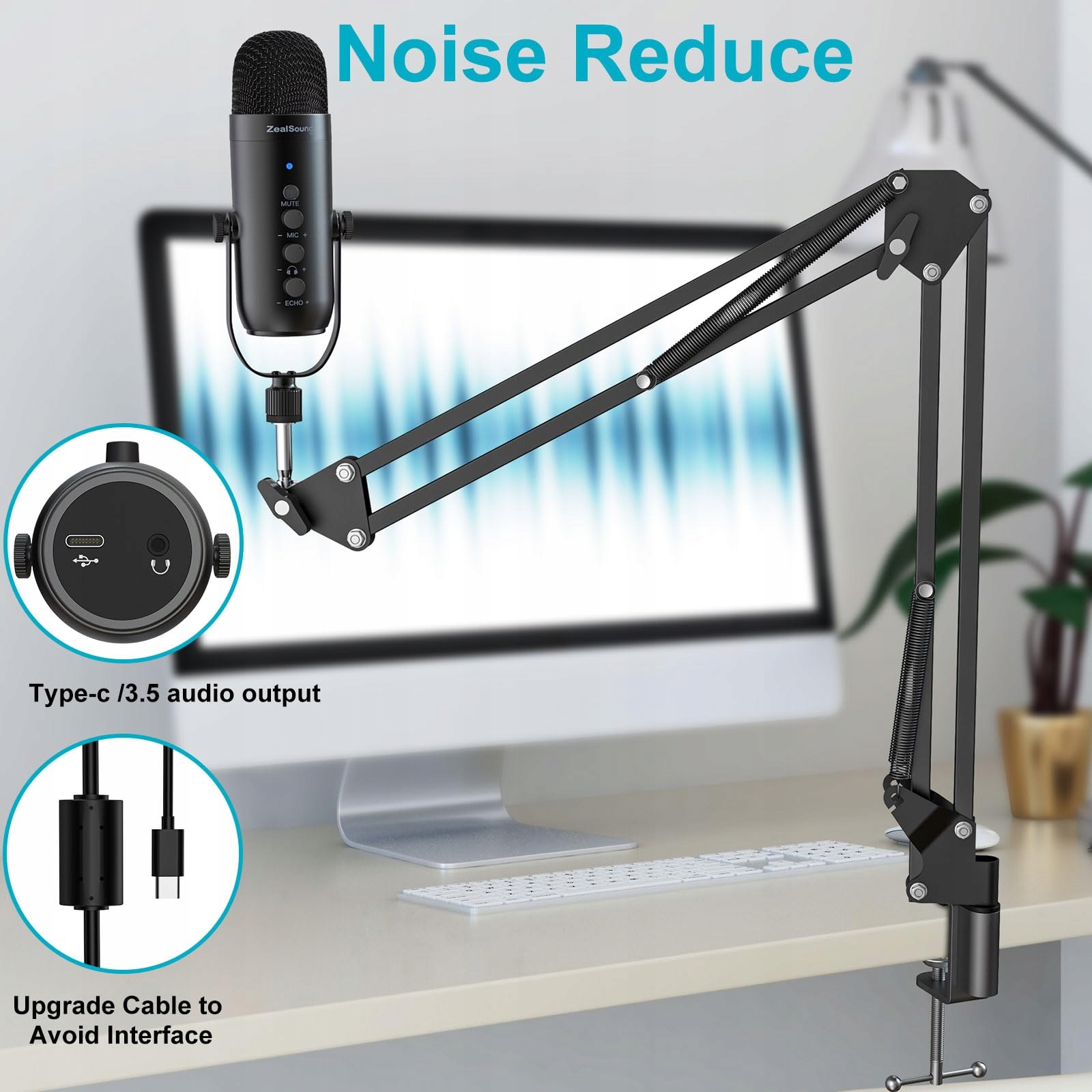 ZEALSOUND K66 USB Mikrofon Do Gier iPhone PC PS5 Mac Podcast Streaming — miniatura 5