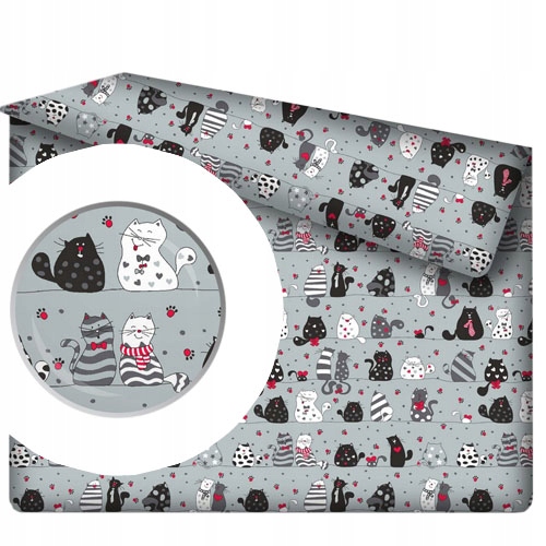 

Prześcieradło 160x200 cm w kolorze szarym w koty