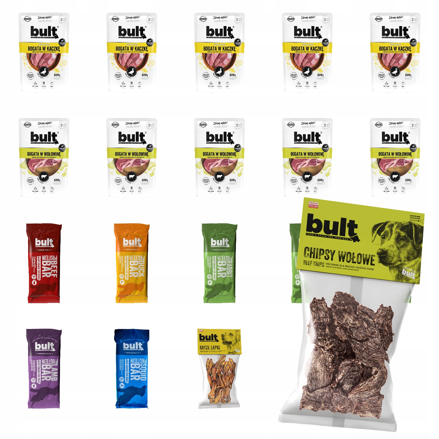 Levně MIX Vlhké Krmivo Bult Sáček 10x500G Hovězí Kachna Pochoutky