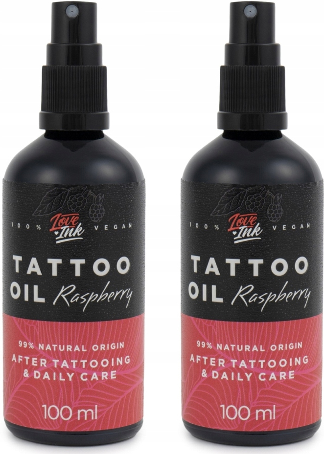 Olejek do Pielęgnacji Tatuażu Malina Loveink Tattoo Oil Raspberry 2 x100 ml