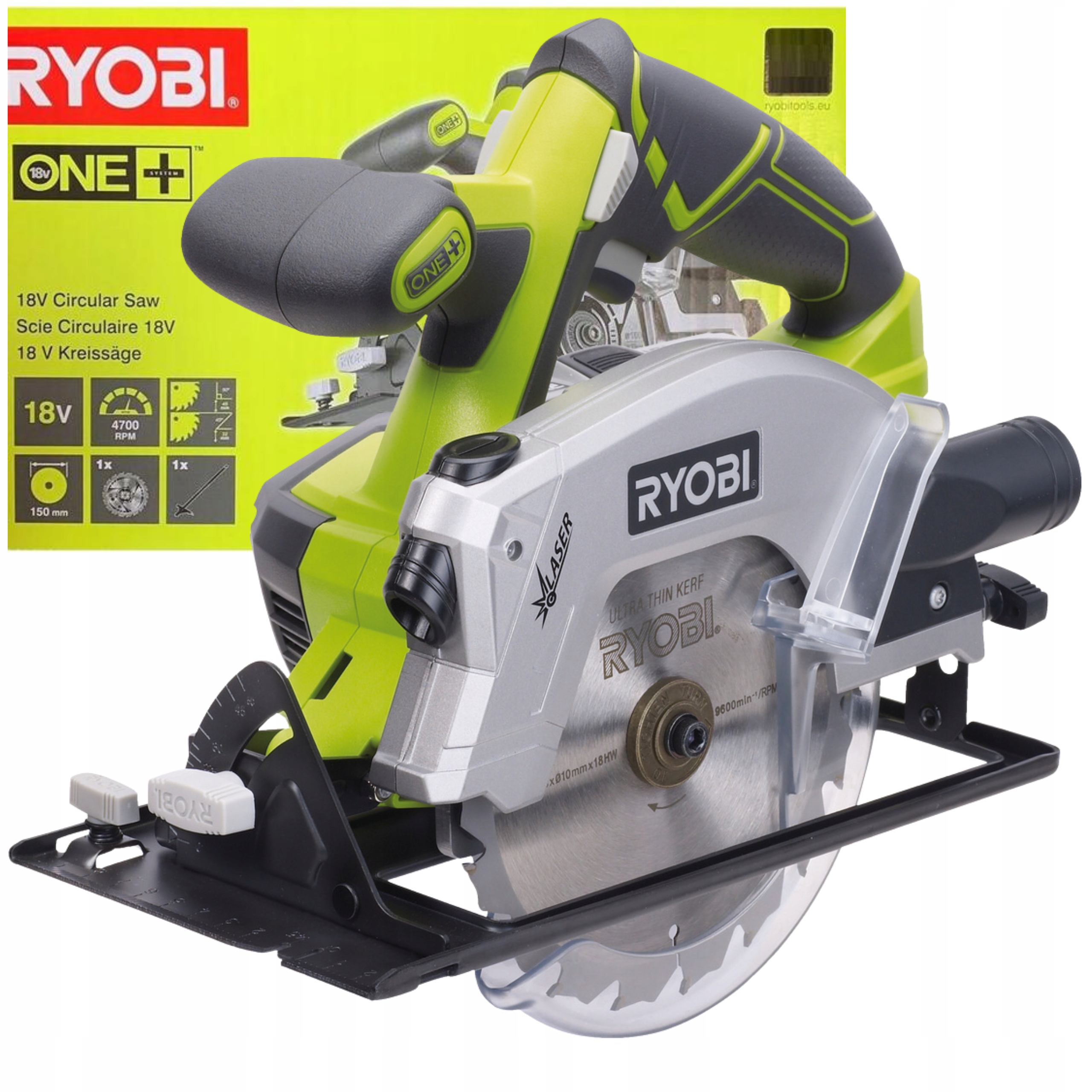 Akumulatorowa Pilarka Tarczowa 0-4700 Li-ion One+ 18V Ryobi RWSL1801M