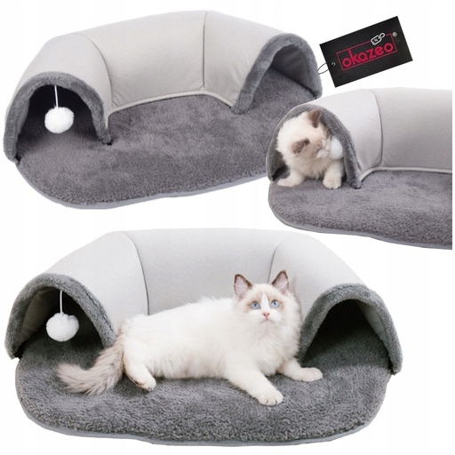 Levně Tunel pelíšek domeček s hračkou šustící pro kočky králíka štěněte