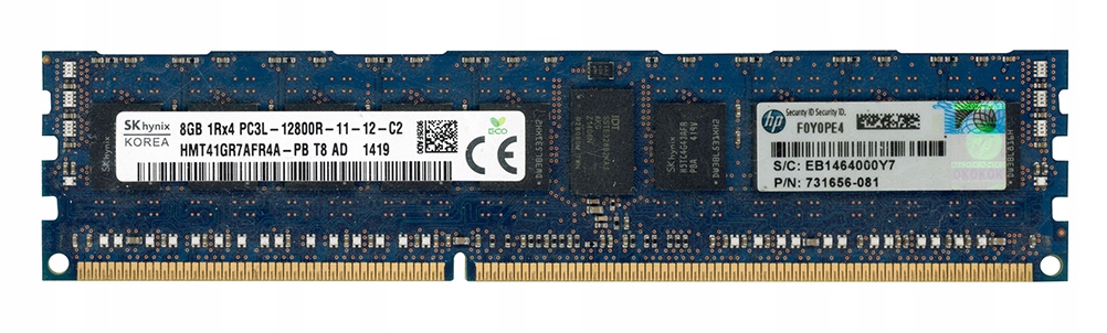 Hp 731656-081 8GB DDR3 1600MHz Ecc HMT41GR7AFR4A-PBT8-AD