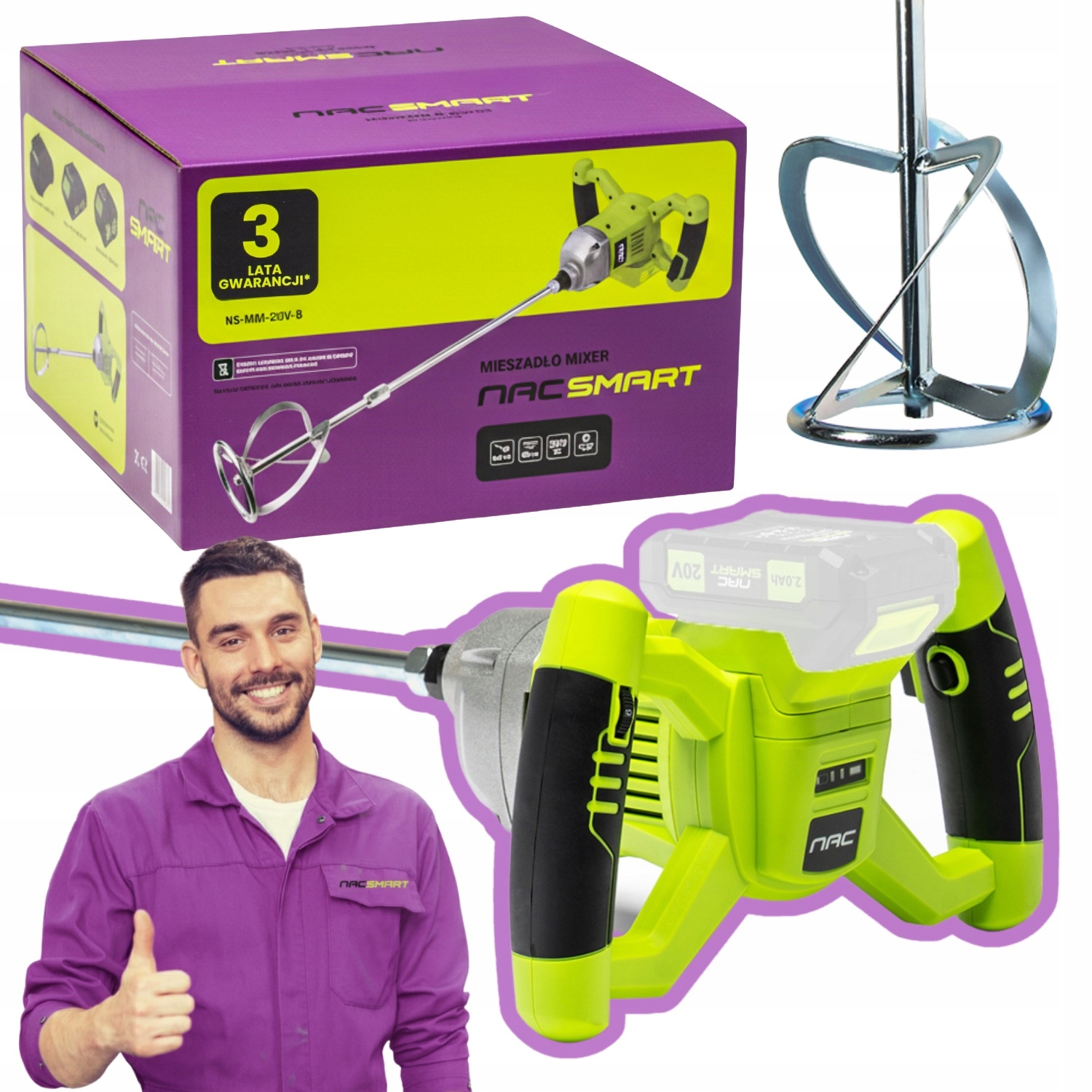 Míchadlo Lepidla Nac Smart Mixer Akumulátorový Míchač Bez Akumulátoru