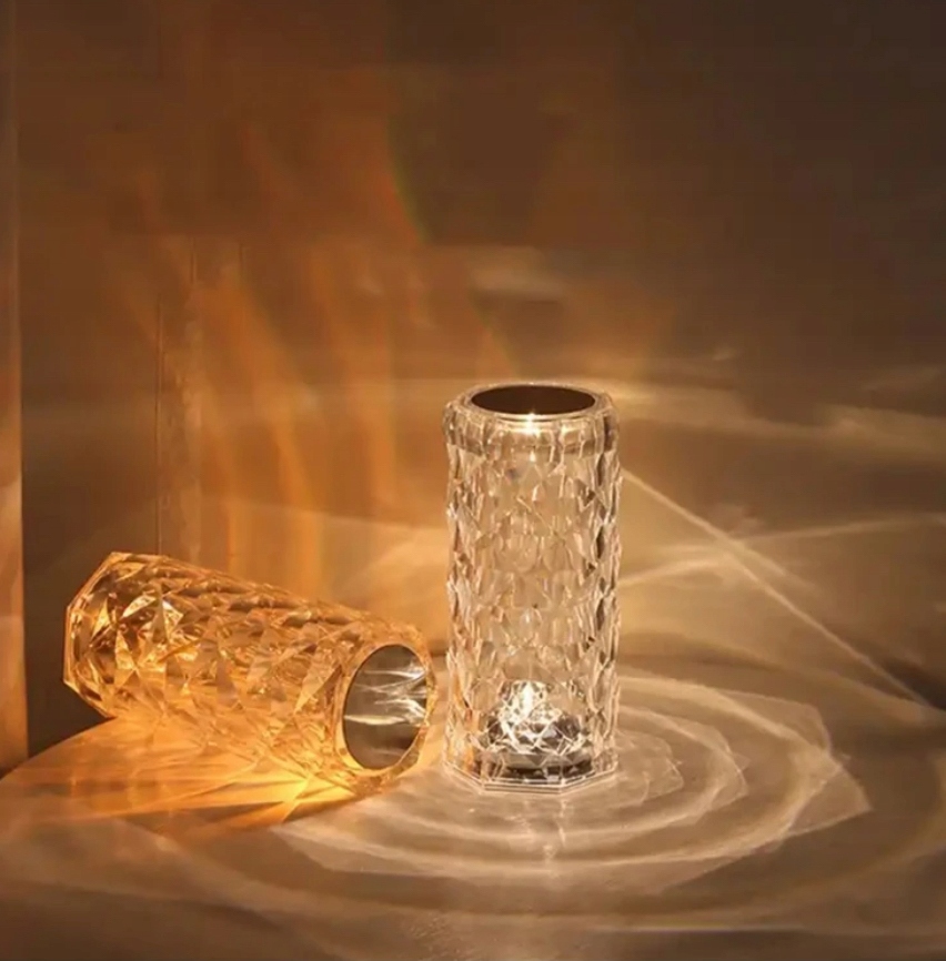 KRYSZTAŁOWA LAMPKA LED DIAMENTOWA RÓŻA DOTYKOWA Styl nowoczesny