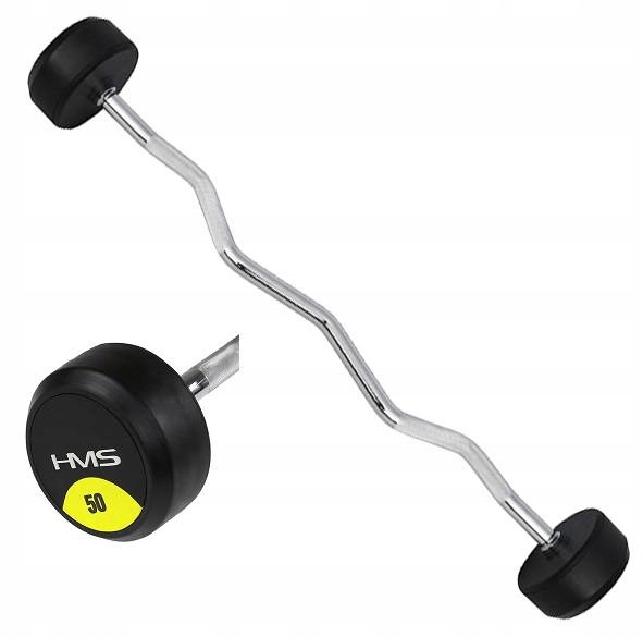 Sztanga Gryf Łamany Z Obciążeniem Gumowany 50 kg
