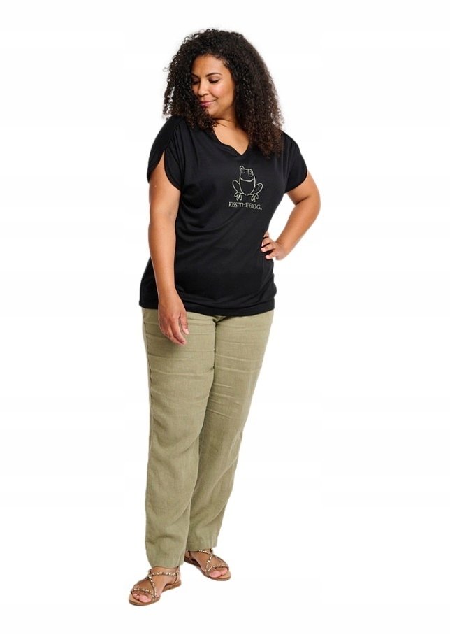 Chalou Jednoduché Lněné Kalhoty Khaki C255 48