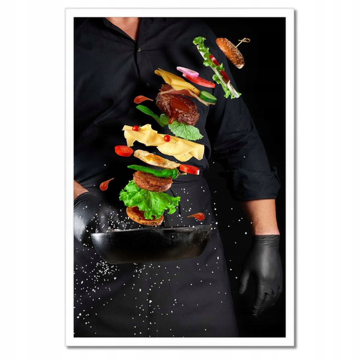 Plakáty v rámu 40x60 Levitující Burger pánve