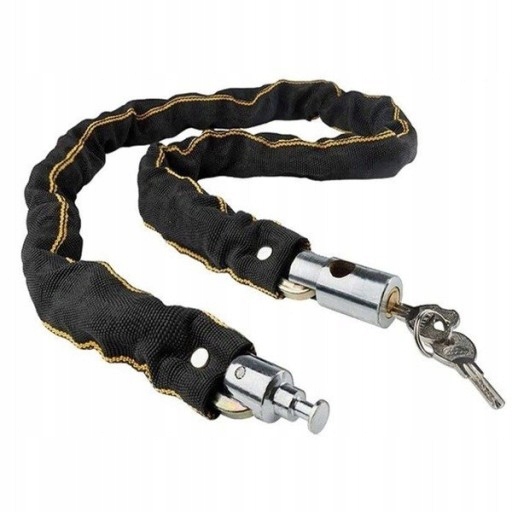 ZAPIĘCIE ROWEROWE ŁAŃCUCH BLOKADA ZAMEK LINKA KŁÓDKA ZABEZPIECZENIE MOTOR Kolor dominujący czarny