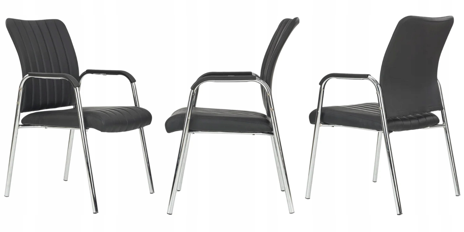 Krzesło Biurowe Konferencyjne EkoSkóra z Podłokietnikami Czarne VIGOR Kolekcja Vigor