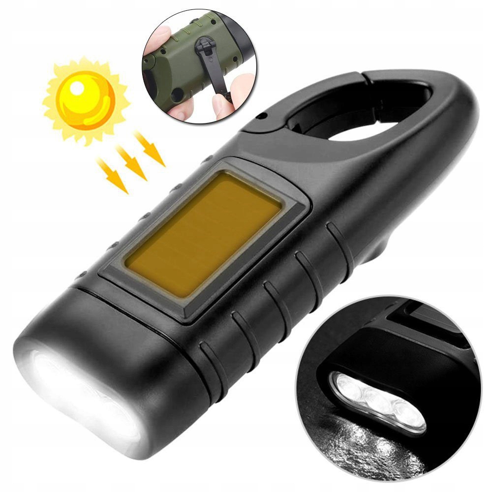 LATARKA LED DYNAMO BATERIA RĘCZNA KORBKĘ SŁONECZNA Źródło światła LED