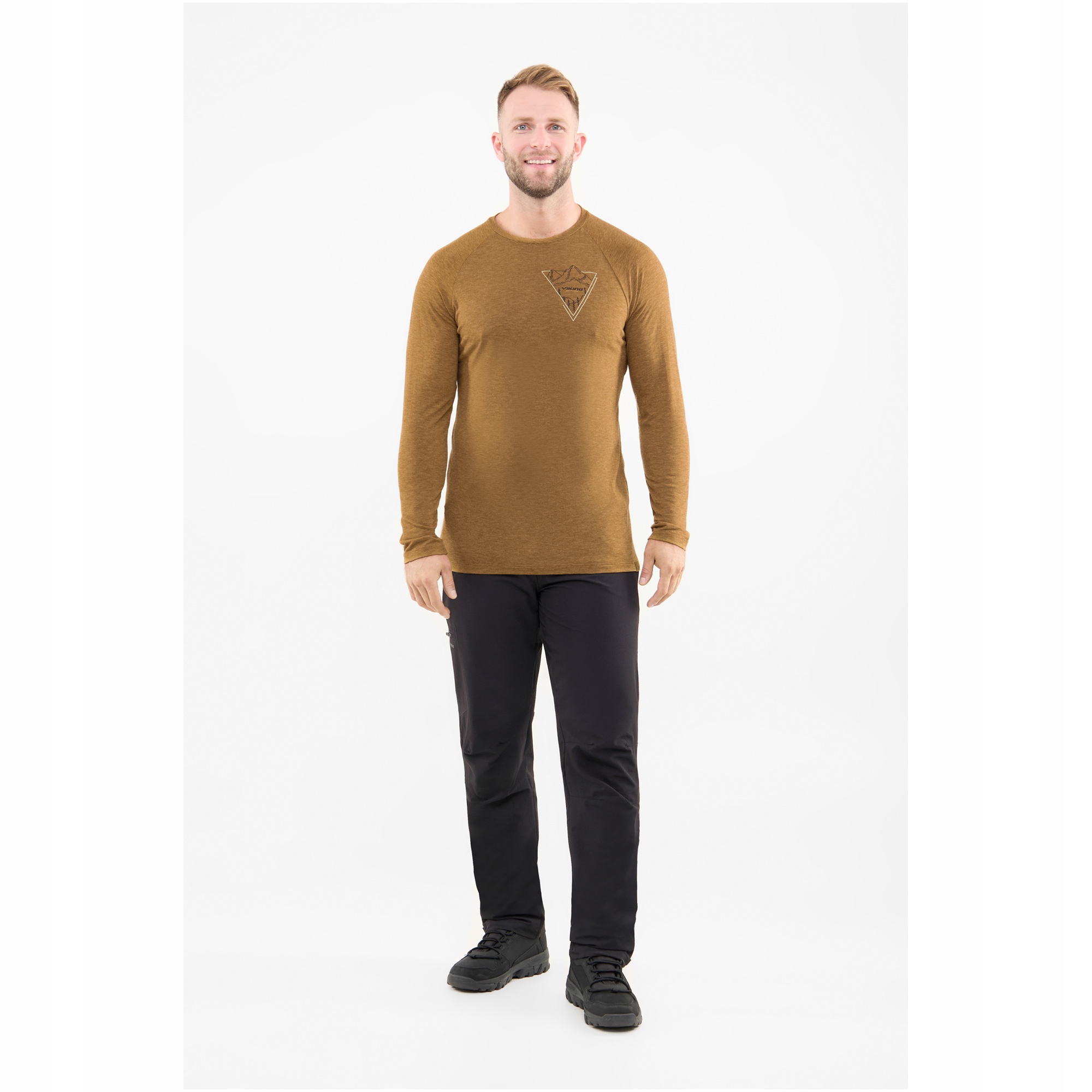 Koszulka męska longsleeve Viking Andali Man z wełną Merino brązowa r. S