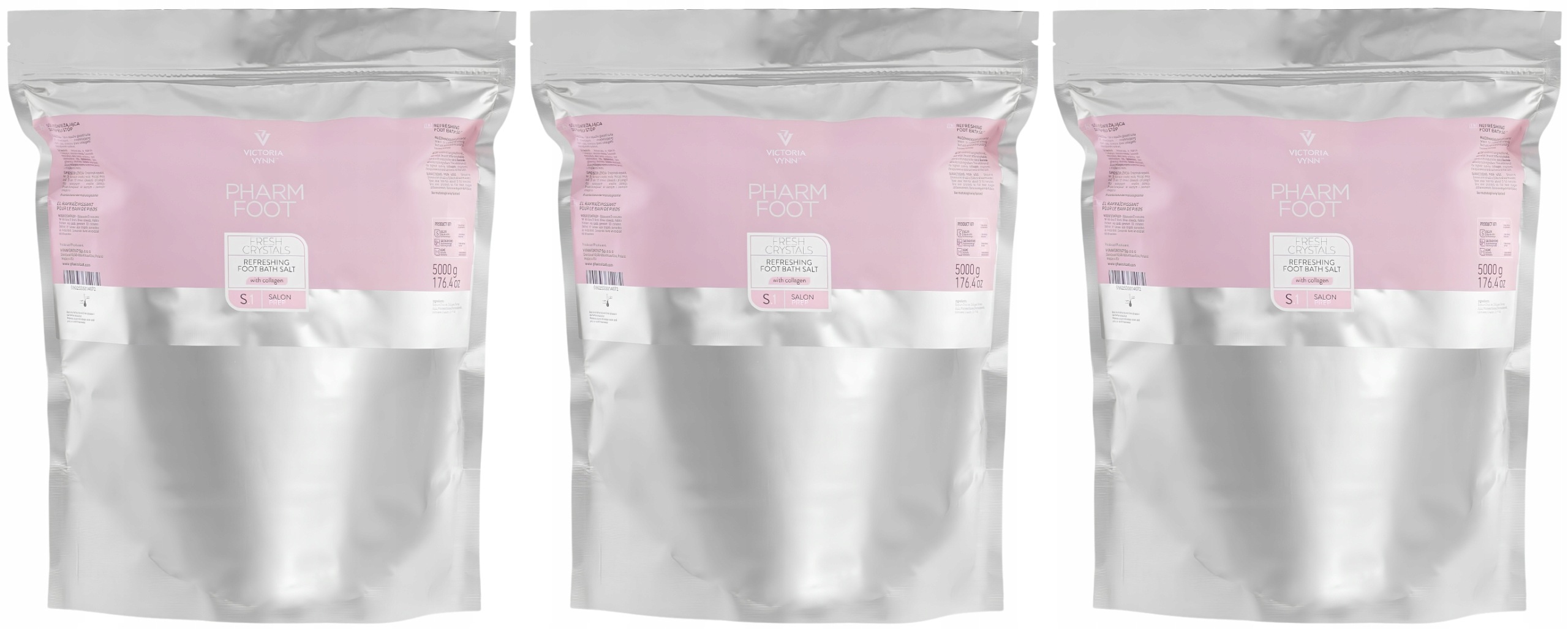 3 x Pharm Foot Fresh Crystals Osvěžující Sůl Do Koupele Nohou S Kolagenem