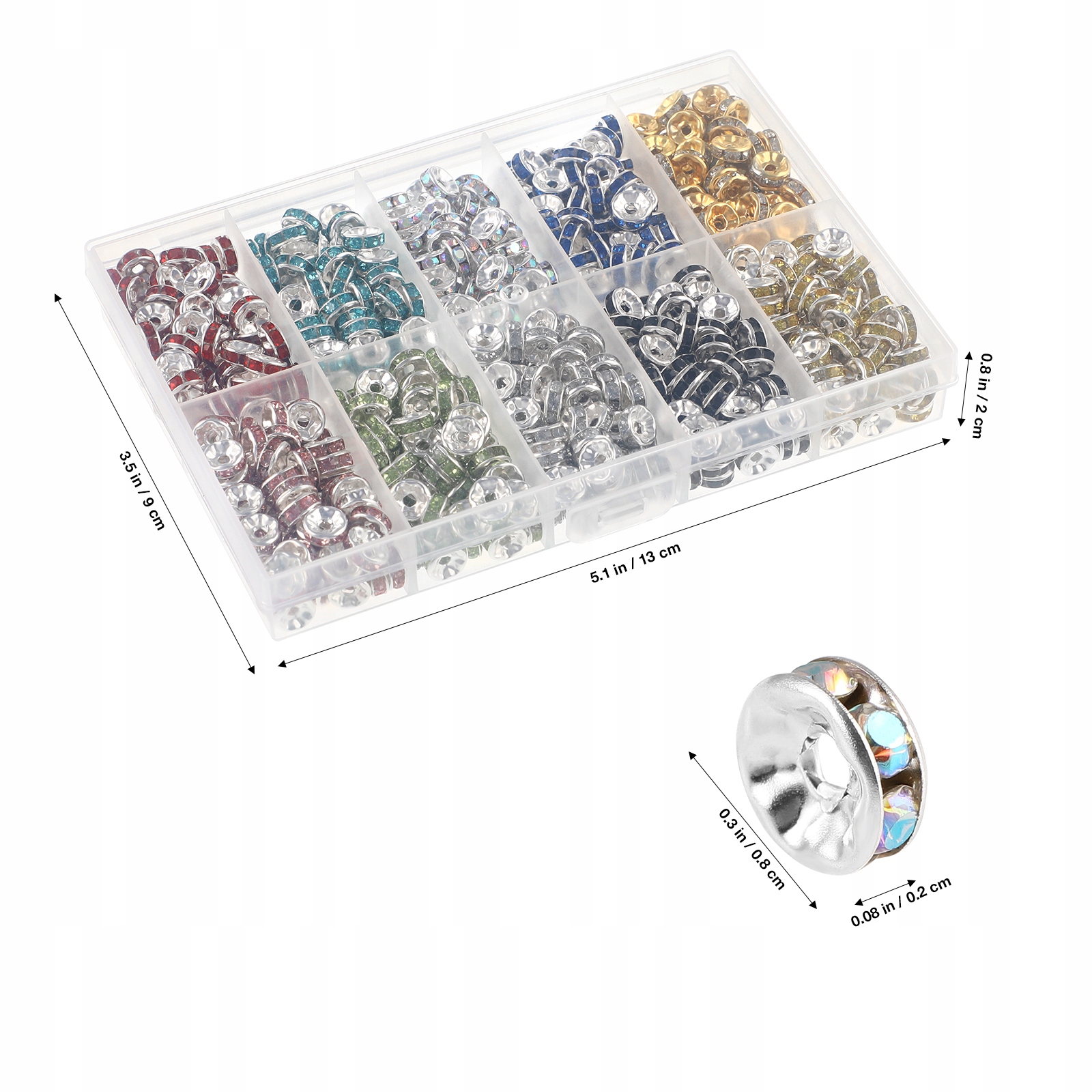 KOLOROWE KORALIKI DYSTANSOWE ZE SPLOTEM Rhinestone DO DEKORACJI BIŻUTERII Płeć kobieta