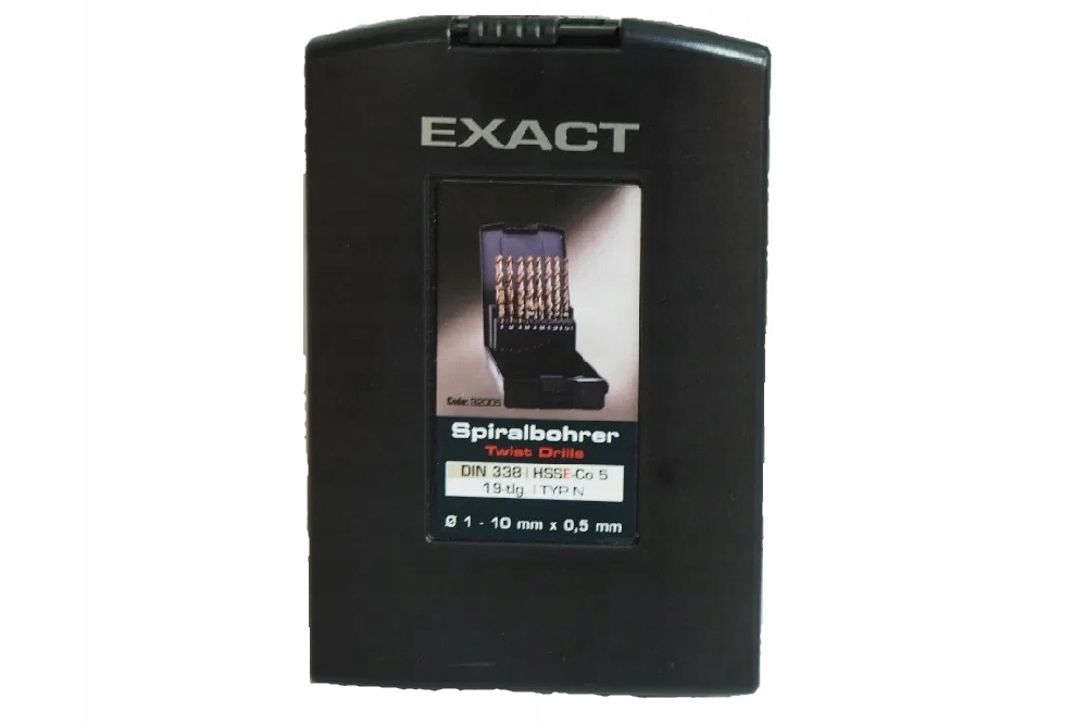 EXACT WIERTŁA KOBALTOWE SPIRALNE 1-10mm HSSE-CO 5 19PC 32005