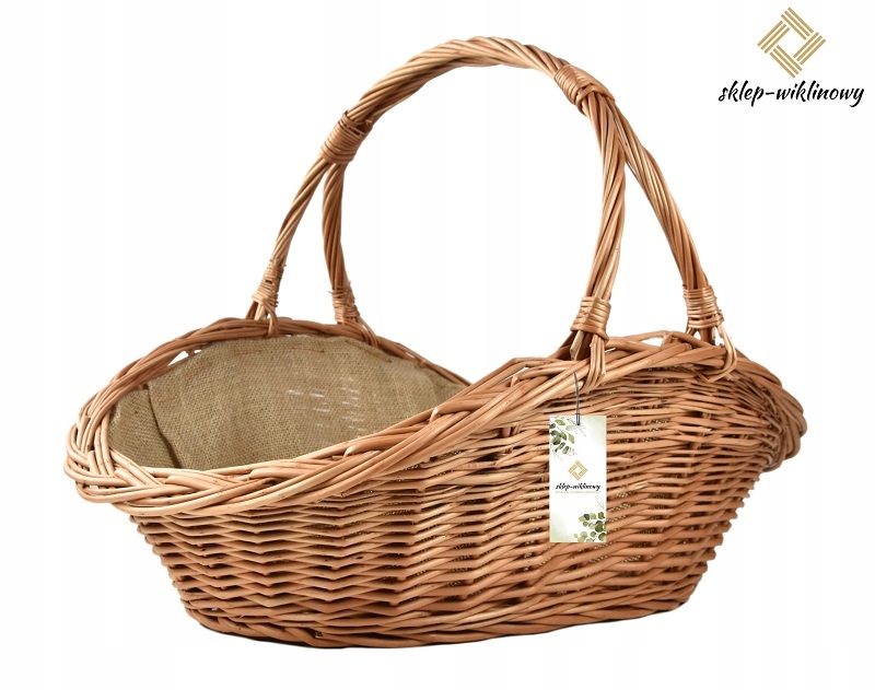 Polský krbový koš na palivové dřevo do krbu proutěný 70 cm Obšitý