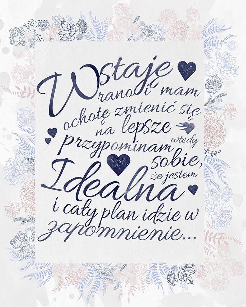 

Napis Jestem Idealna Typograficzny Plakat 40x50 cm