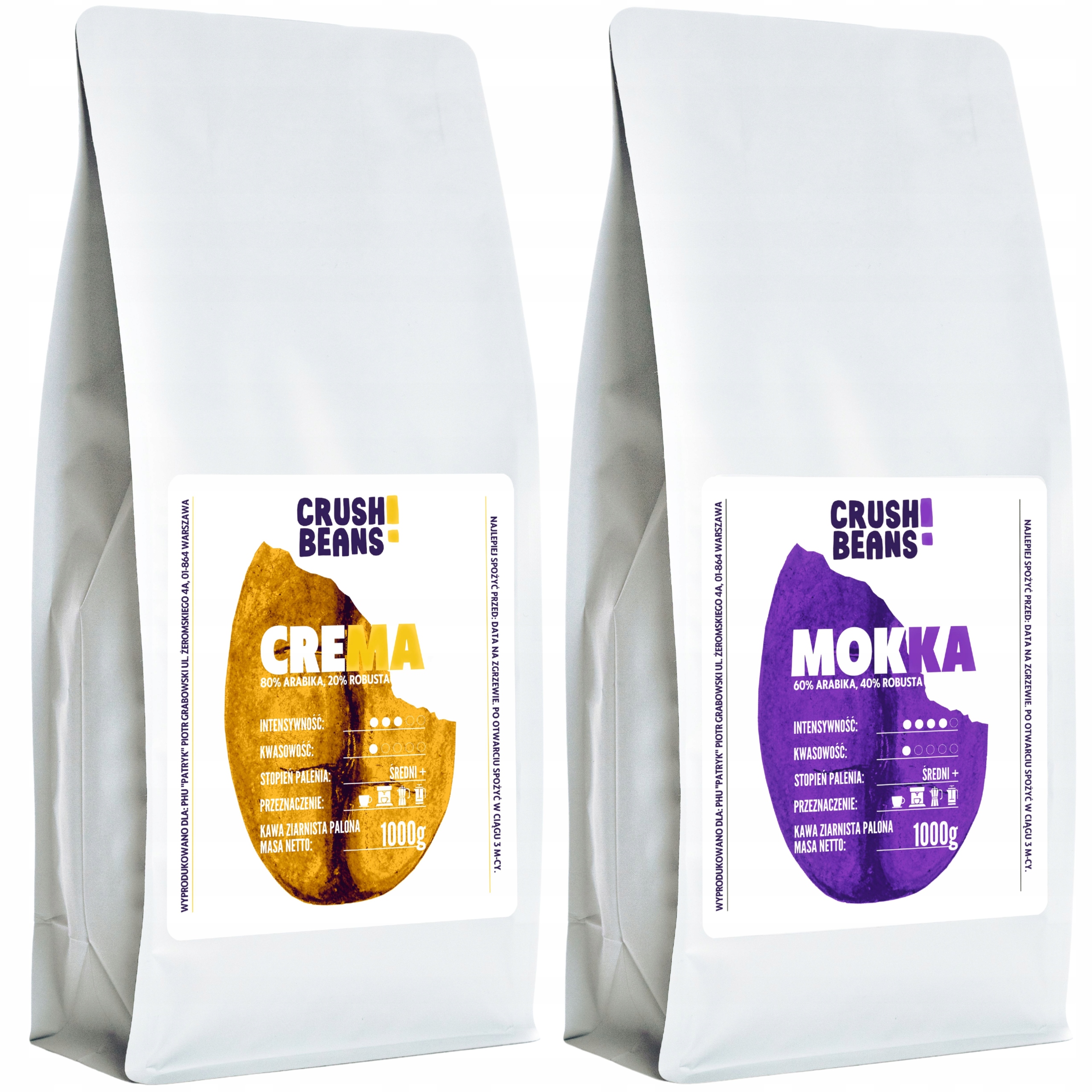 Levně Mletá káva 2 kg Crema+mokka Crush Beans MIX