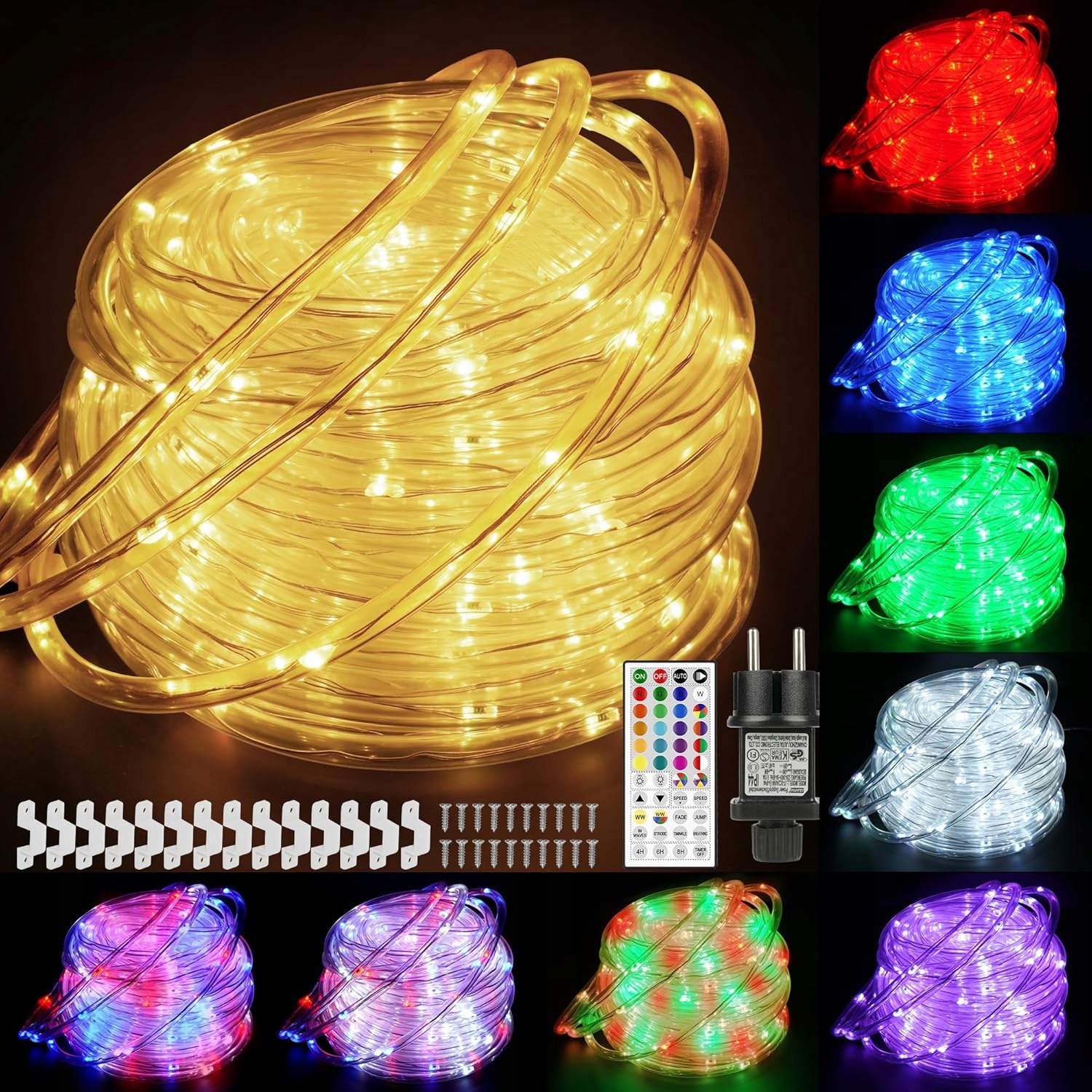 Led světelný řetěz, 15 m, pro venkovní použití, 150 diod, IP68, 25 barev