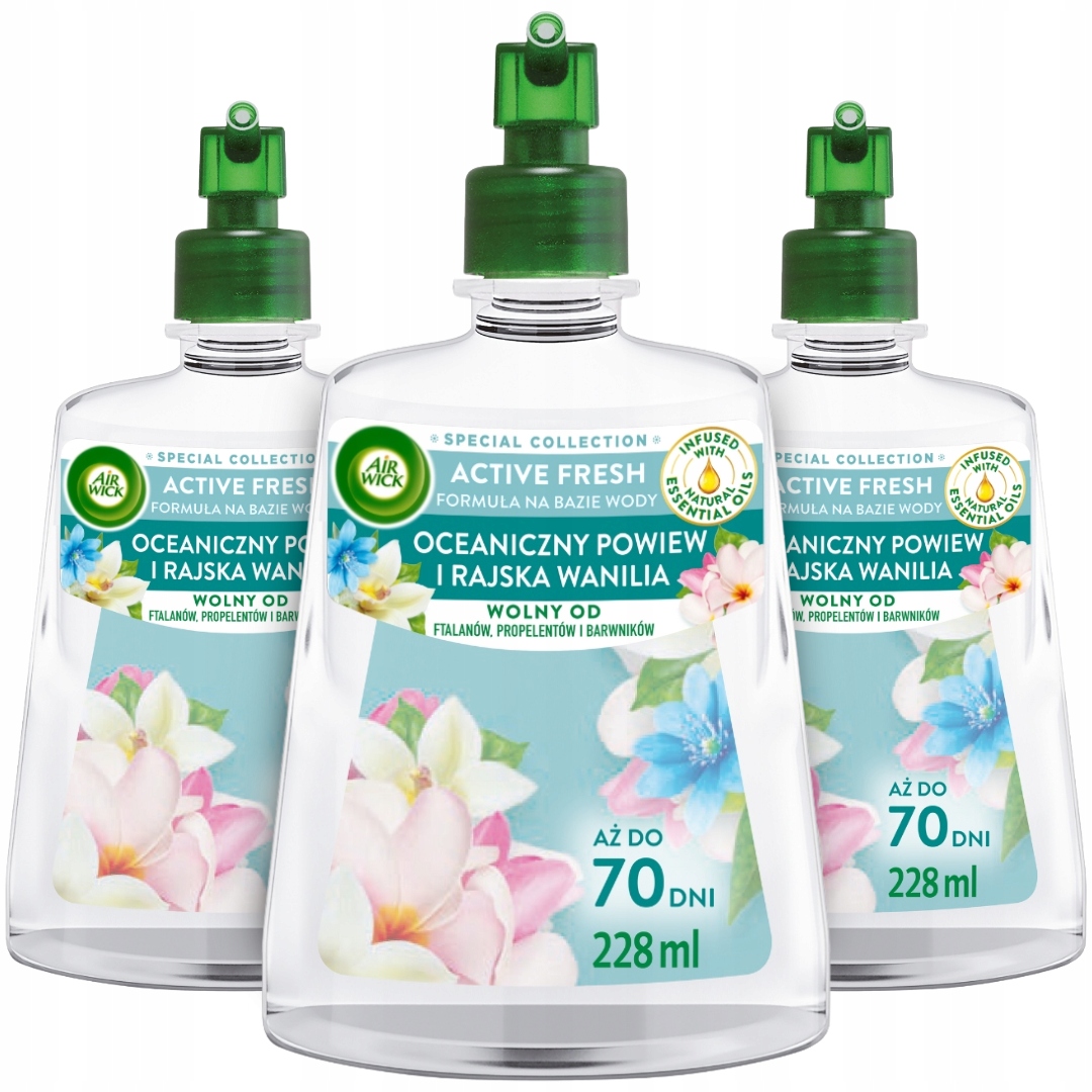Levně Active Fresh Oceánský závan a Rajská Vanilka Refill Sada 3x228 ml