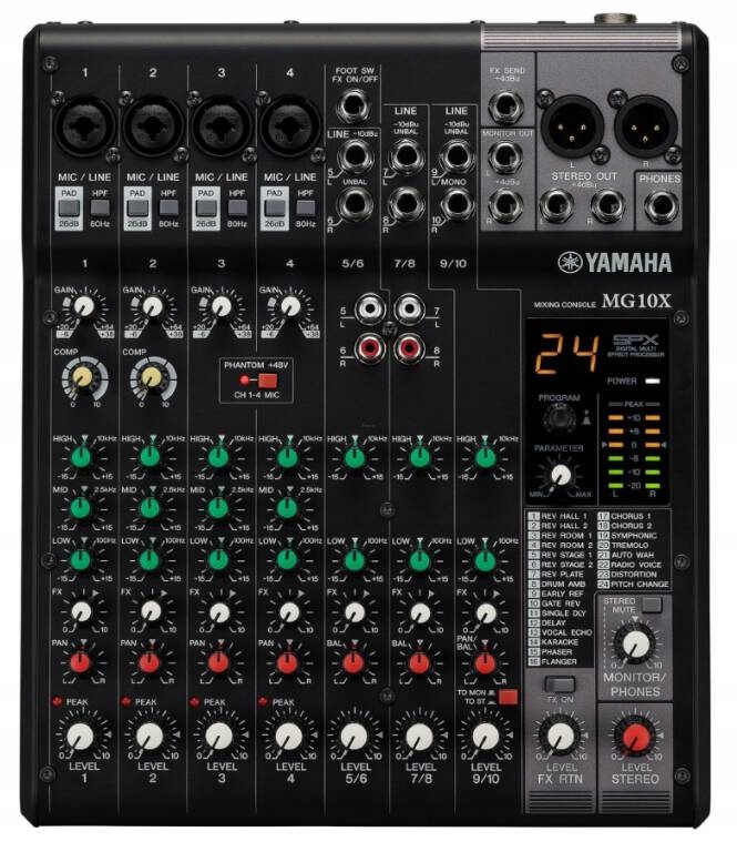 Yamaha MG10X CV Mikser Analogowy Audio Efekty Phantom Xlr Aux
