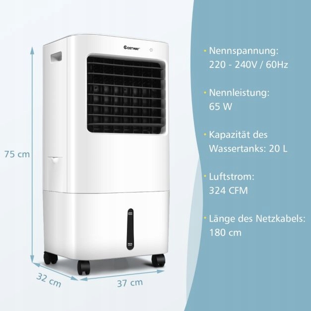 Přenosná klimatizace 3 v 1, bílá Doporučená maximální velikost místnosti: 200 m²